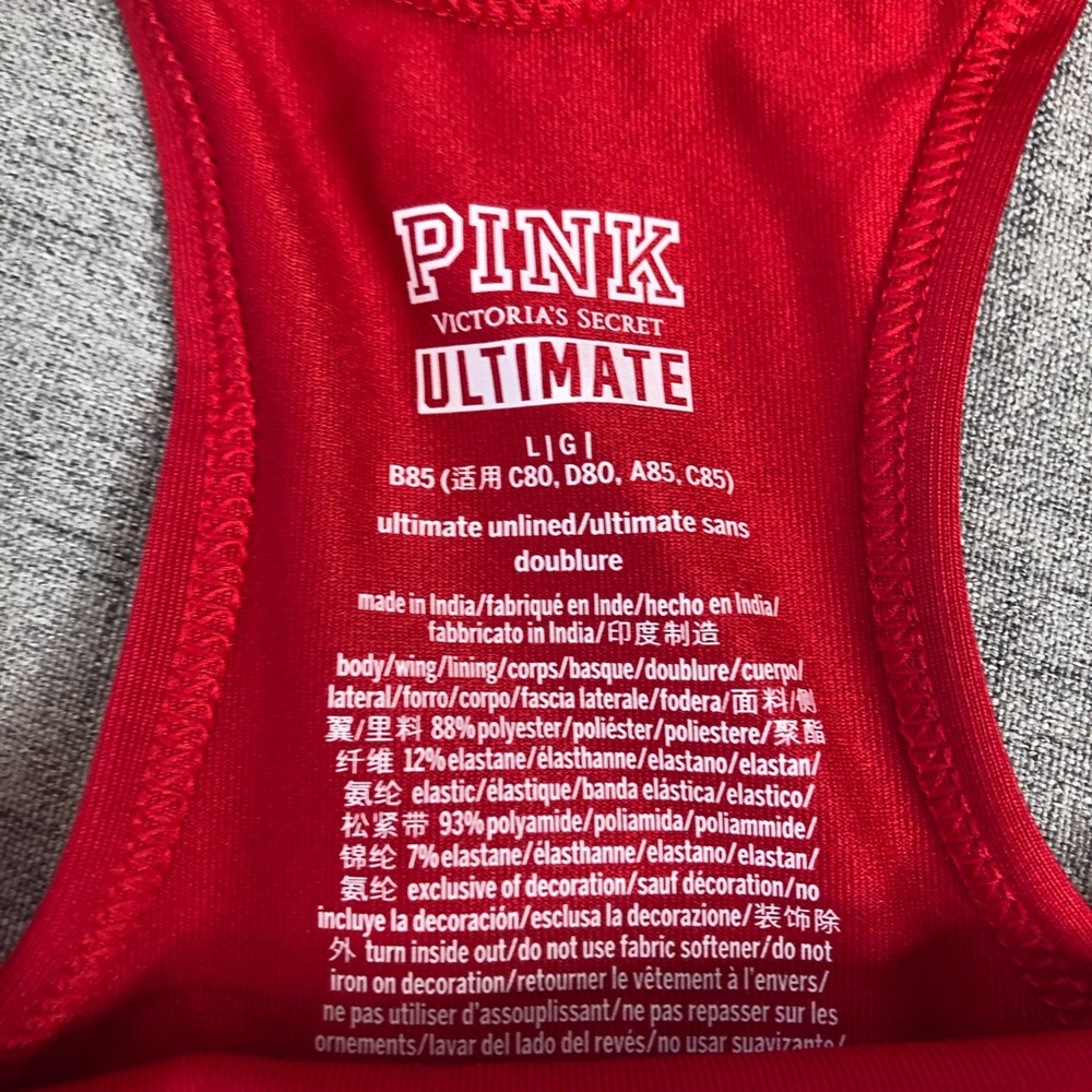 Victoria Secret PINK Red Gold Ultimate Sports Bra - Picture 9 of 9